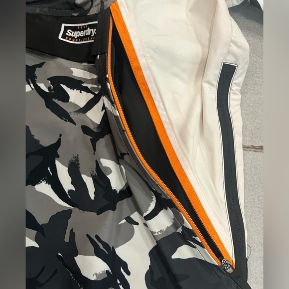 [2XL/PTP26”]Superdry Black Gray Camo 1/2 Zip Lined Men Windbreaker Jacket Biker - Picture 8 of 16